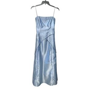 Betsy & Adam Womens Light Blue Metallic Beaded Corset Back Evening Gown 14